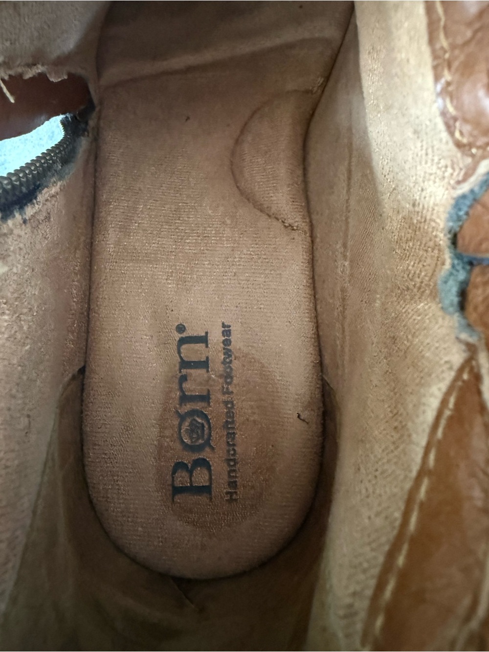 Born Vintage Blue Suede Ankle Booties with Side Zip Size 8 - Picture 5 of 10